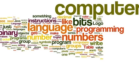 Word cloud featuring programming-related terms such as computer, language, programming, numbers, and binary.Software Development